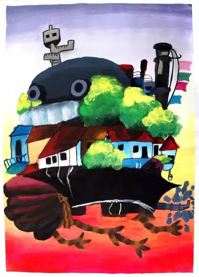 儿童水粉画国画教程,色彩明度渐变水粉画作品教程简单