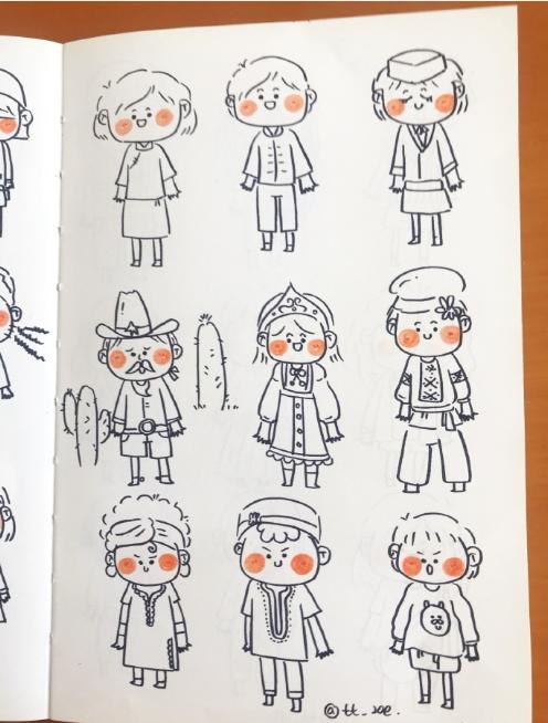 如何画小人简笔画,推爱心小人简笔画