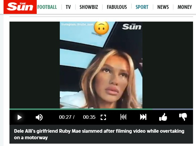 模特女友鲁比·梅把热刺球星阿里给甩了，她难以忍受阿里沉溺于网游！梅自己则重度依赖社媒，最近也摊上事了