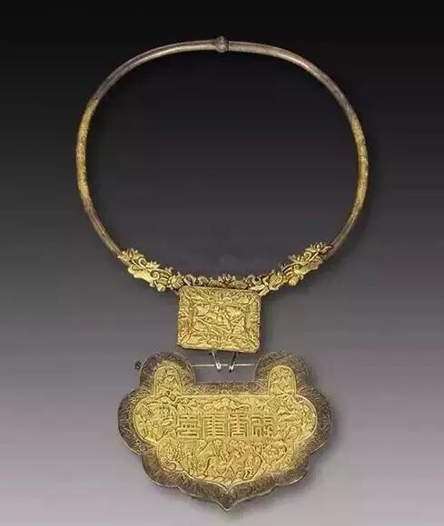 古代双寿长命锁,古人颈饰长命锁