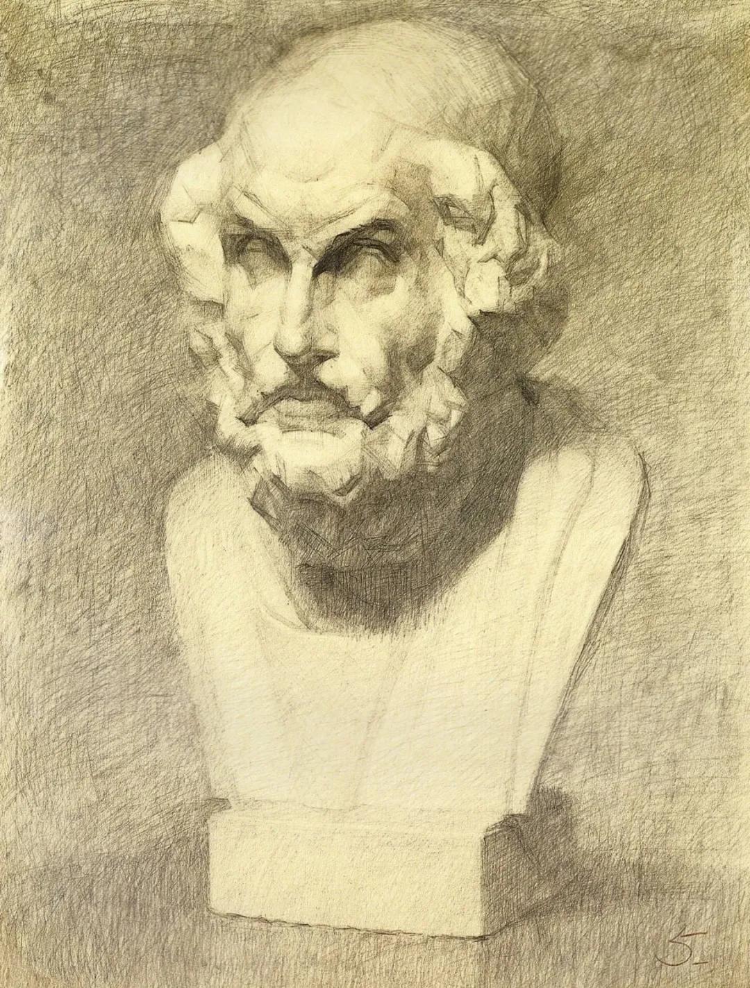 素描石膏像大师作品,石膏像名师