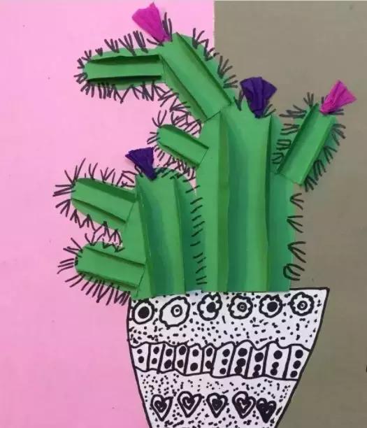 圆形手工制作仙人掌创意废物利用,硬卡纸仙人掌手工制作大全