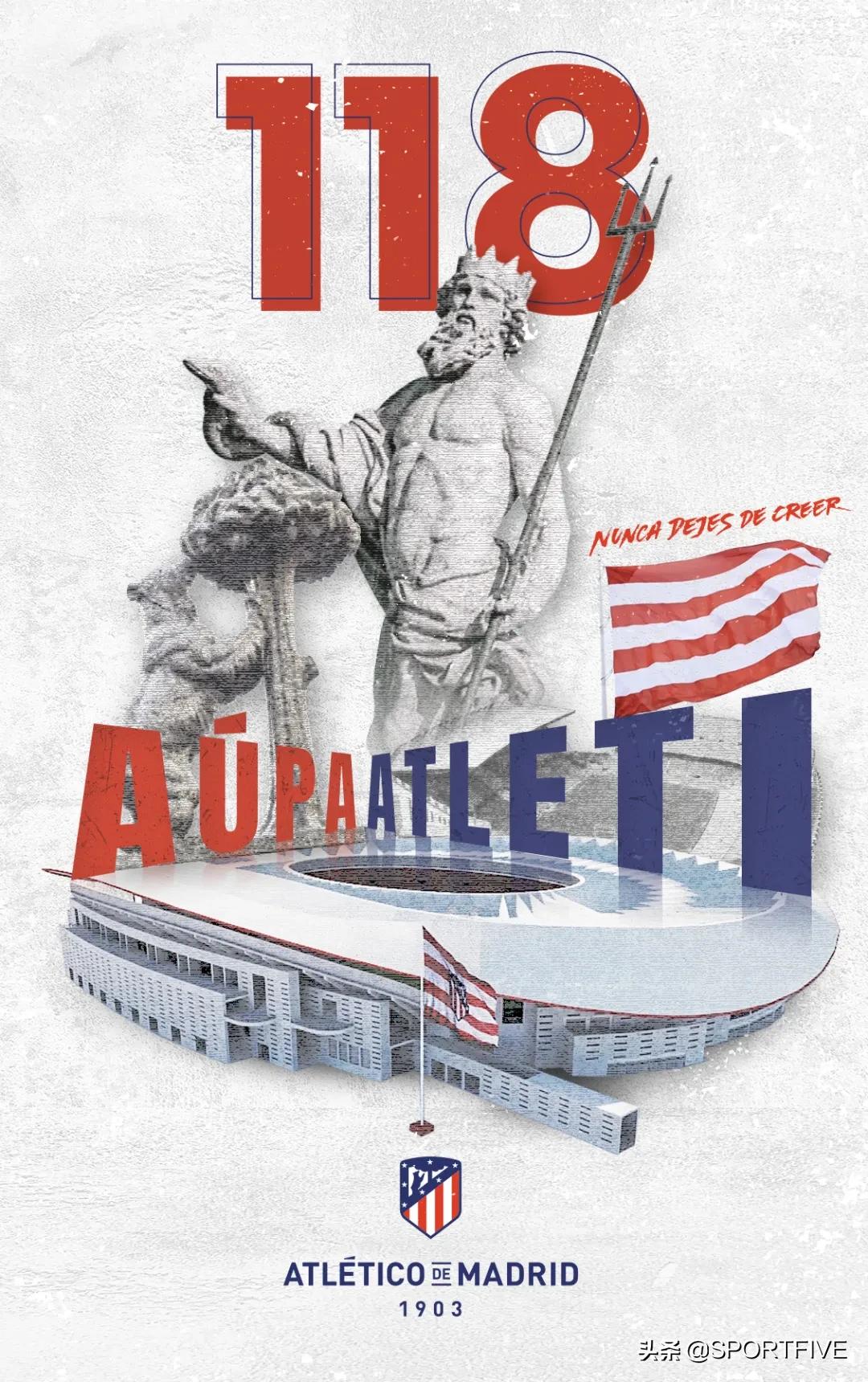 118年历史铸就红*军白**团，SPORTFIVE祝马德里竞技生日快乐