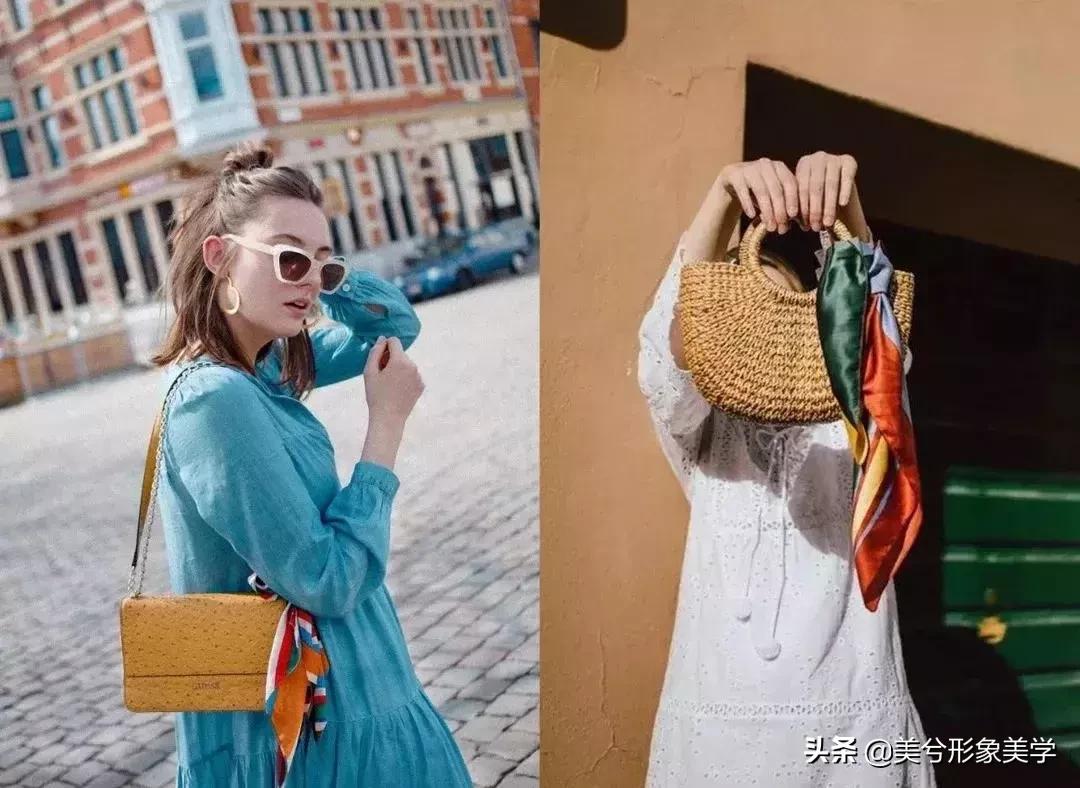 旧衣服怎么系丝巾好看,长条丝巾系法变衣服内搭