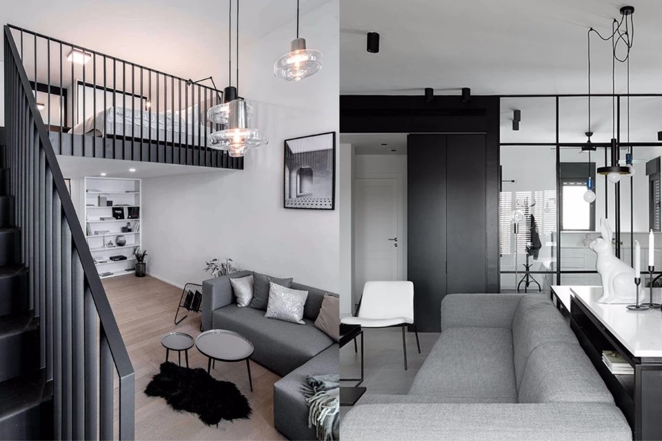 黑白灰loft小公寓,黑白现代小公寓