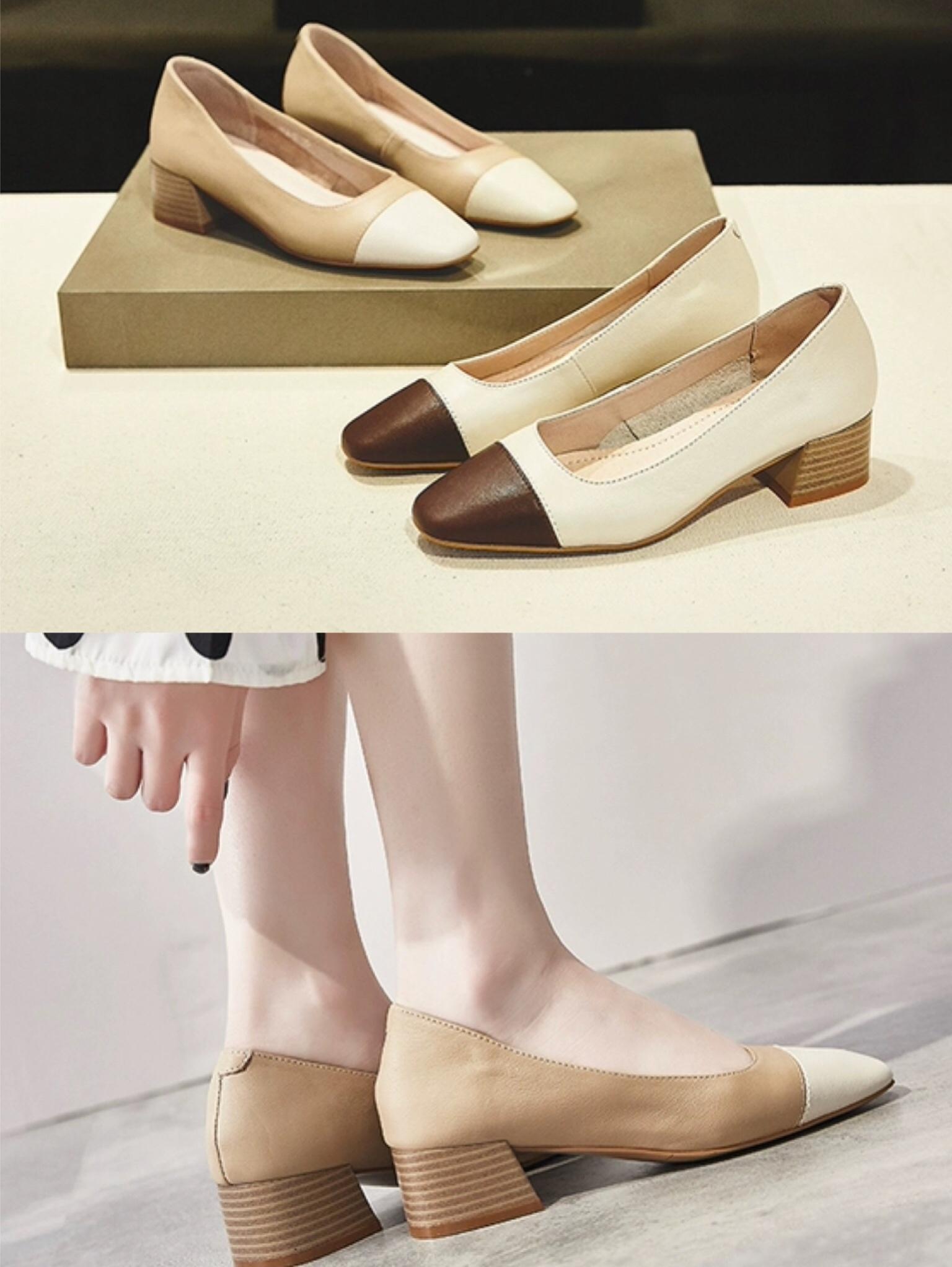 时尚气质百搭浅口低跟奶奶鞋,超级舒服网红奶奶鞋平底