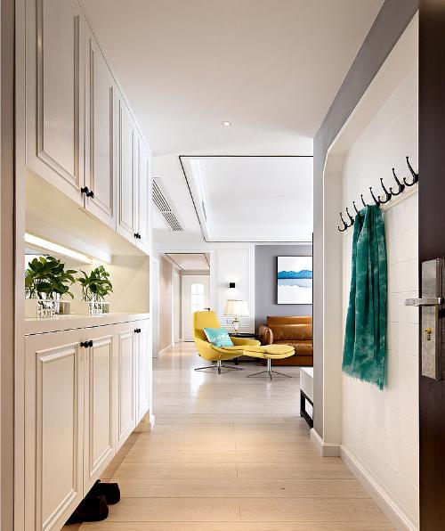 进门正对入户门的玄关鞋柜效果图,鞋柜的设计风水知识