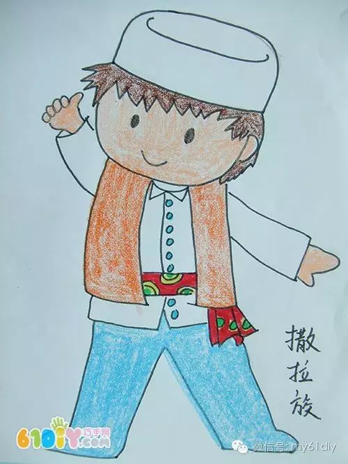 彩色少数民族儿童简笔画图片大全,五十六个民族简笔画卡通