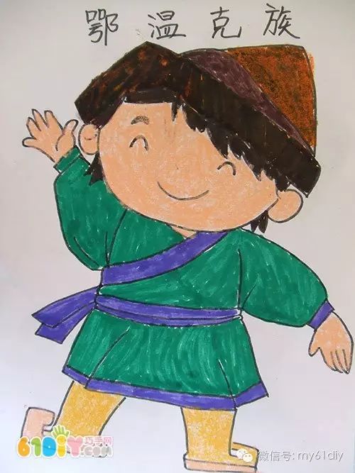 彩色少数民族儿童简笔画图片大全,五十六个民族简笔画卡通