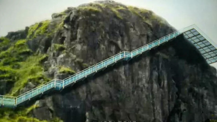 深圳五指耙公园玻璃桥,超级刺激玻璃桥第一视角