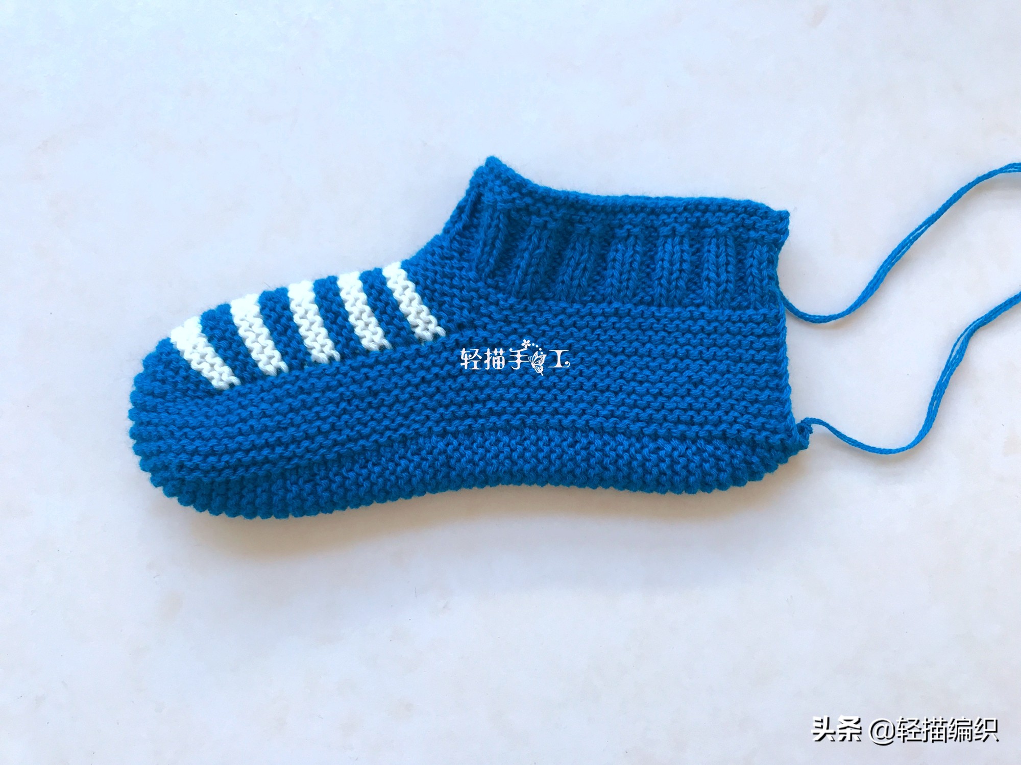 一步一步教你织地板袜,双色地板袜编织法