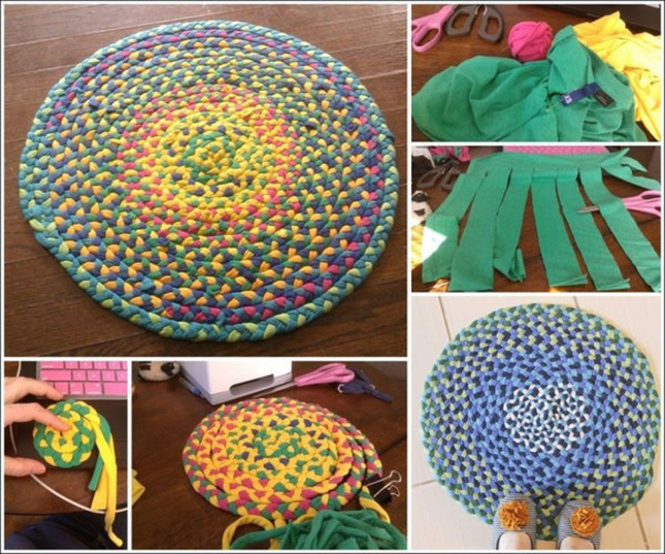 教你亲手制作创意手工旧毛线地毯,旧物品手工地毯