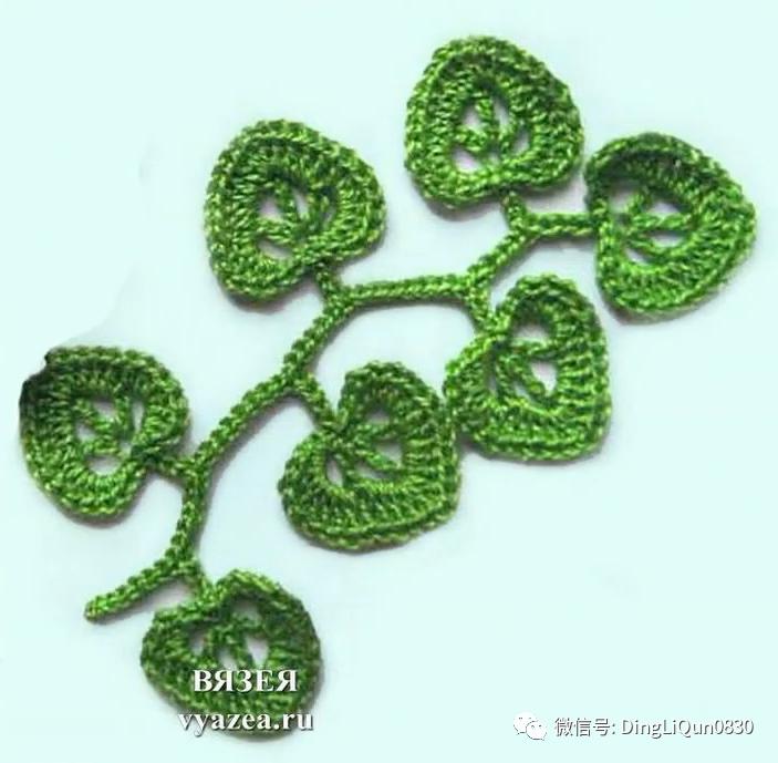 树枝树叶的编织图解,树叶钩针编织教程图解