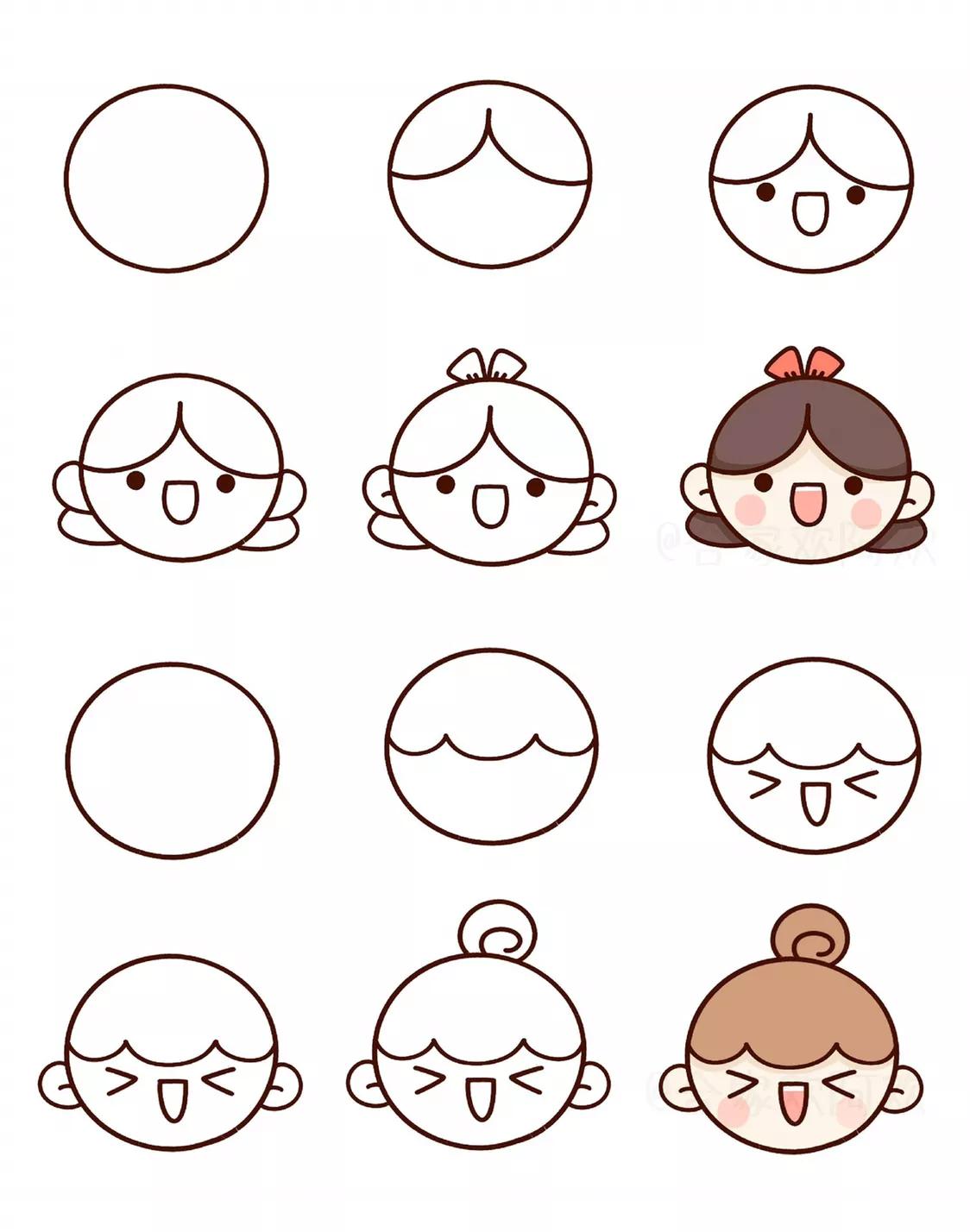 10000种可爱图案简笔画小人,在思考的小人怎么画儿童简笔画