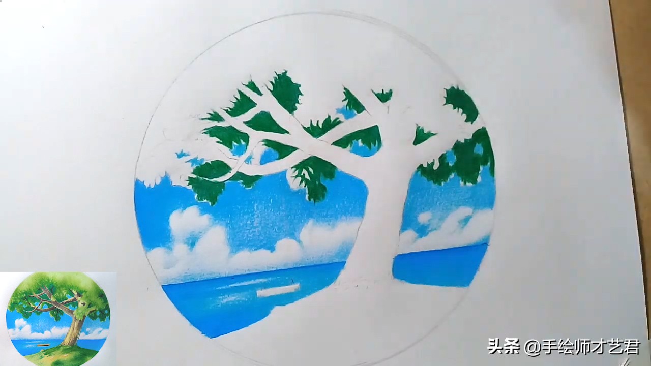 彩铅怎么画风景画简单又好看,山水风景画彩铅绘画简单步骤教程