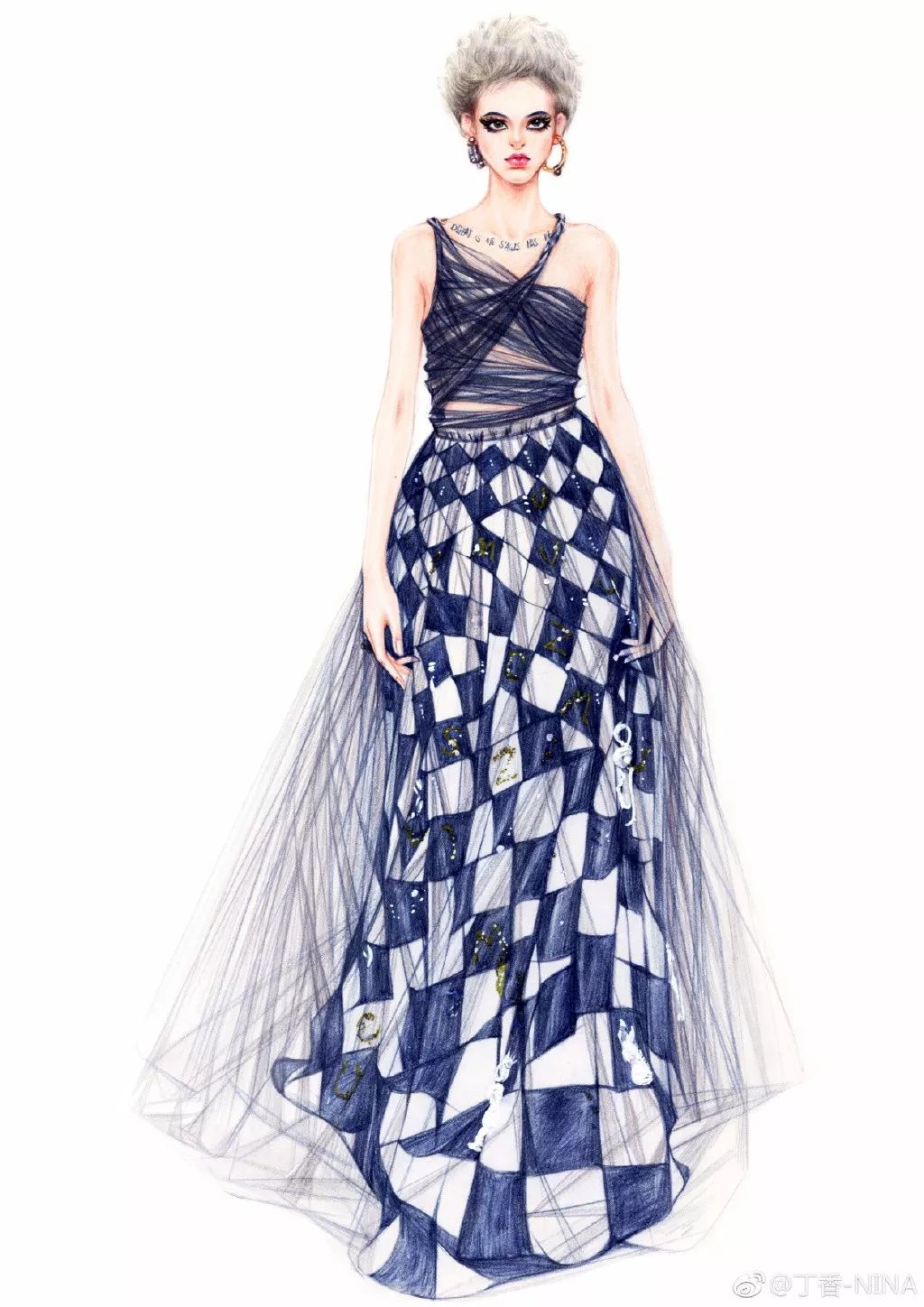 礼服怎么画好看仙气用彩铅,马克笔和彩铅裙子上色教程