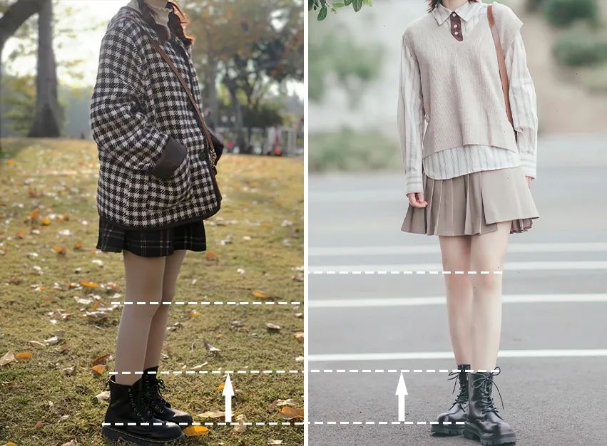 胖mm粗腿马丁靴冬季加绒羊羔绒,今年最火的中筒靴粗腿圆头马丁靴