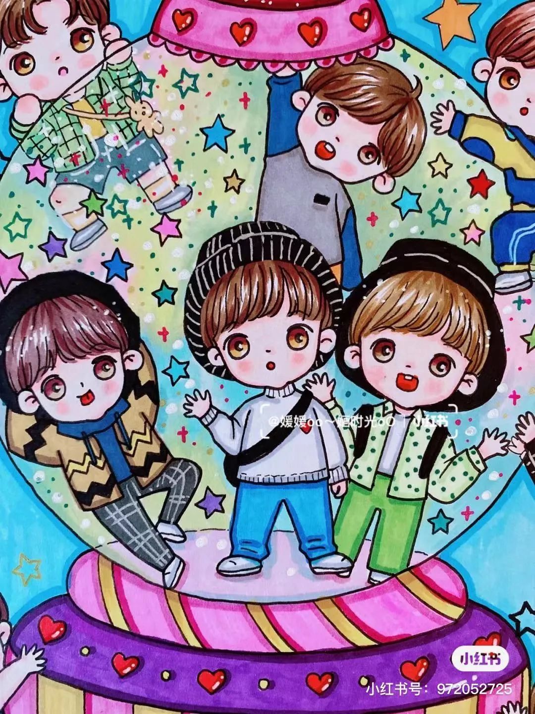 色彩缤纷的马克笔装饰画,60色的马克笔画简单的动漫画