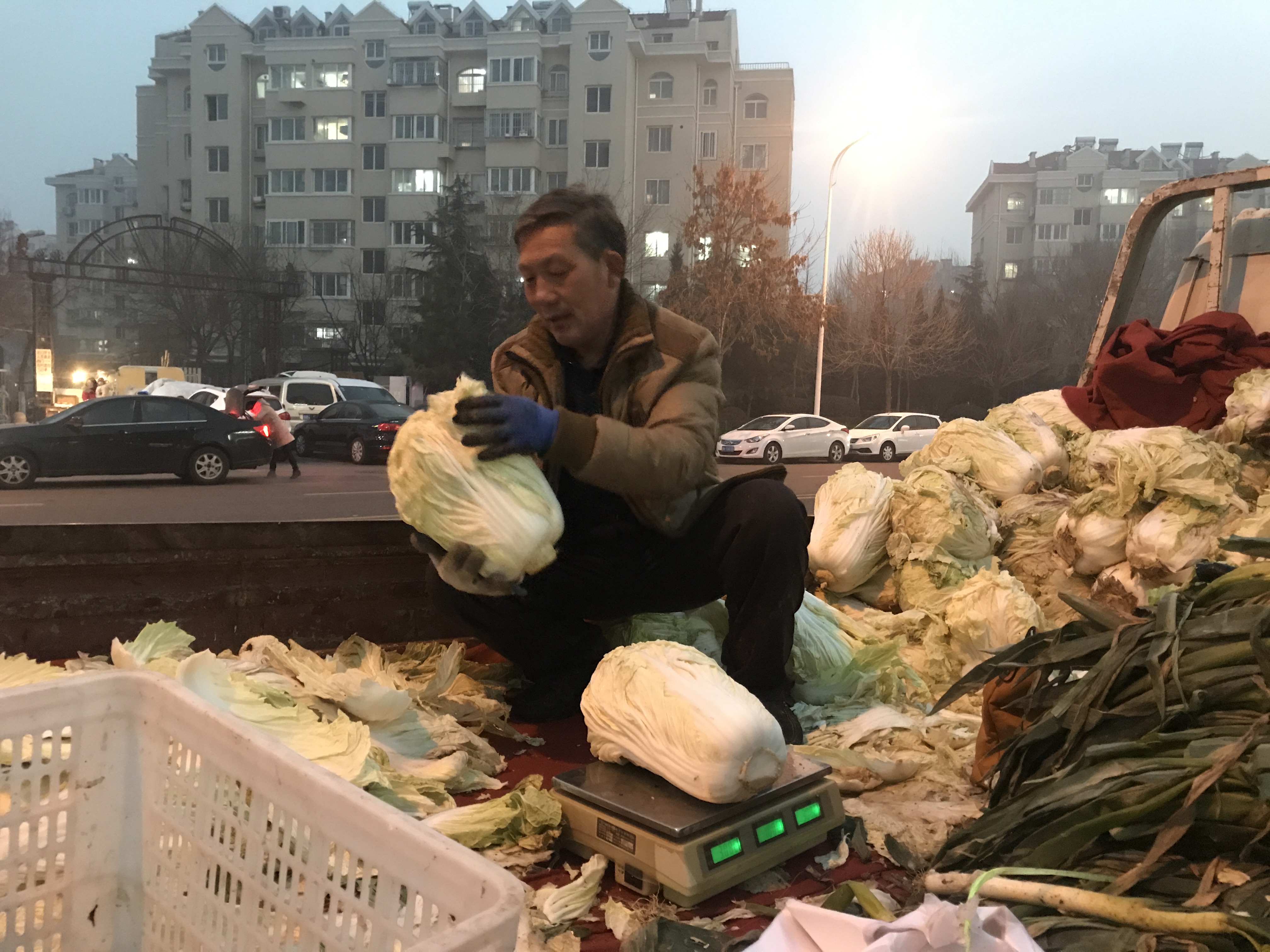 平凡也伟大爱心司机尹东的一天帮残疾菜农卖完500多棵大白菜，再卖自家囤的菜