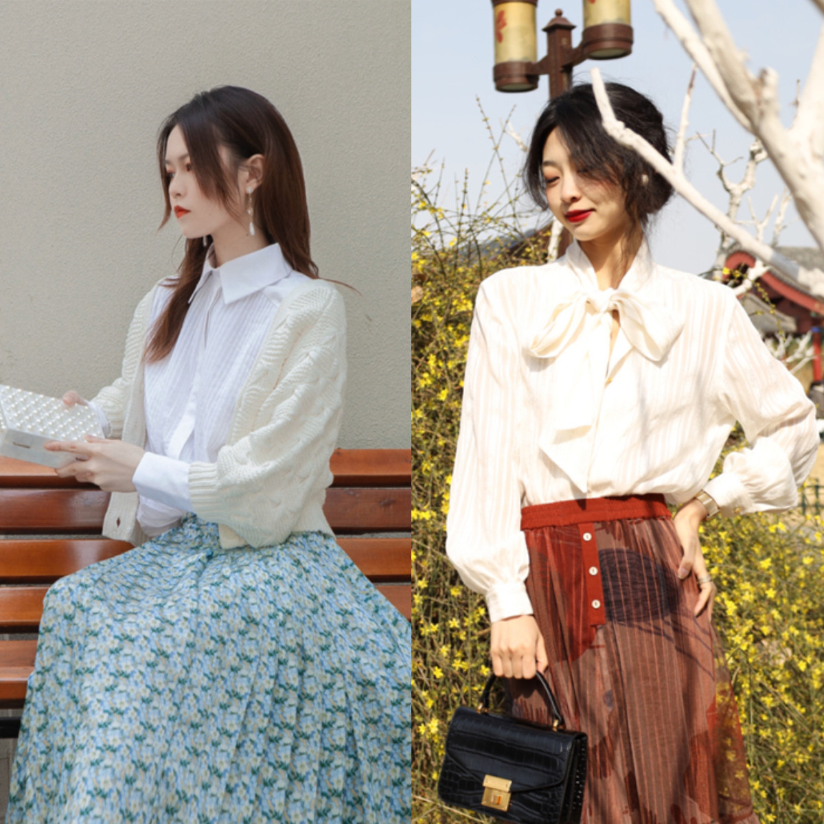 早秋衬衫搭配什么裙子,春天白色衬衫怎么搭配裙子才好看