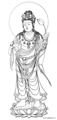 简单观音菩萨白描图片大全,工笔观世音菩萨基础画法步骤详解