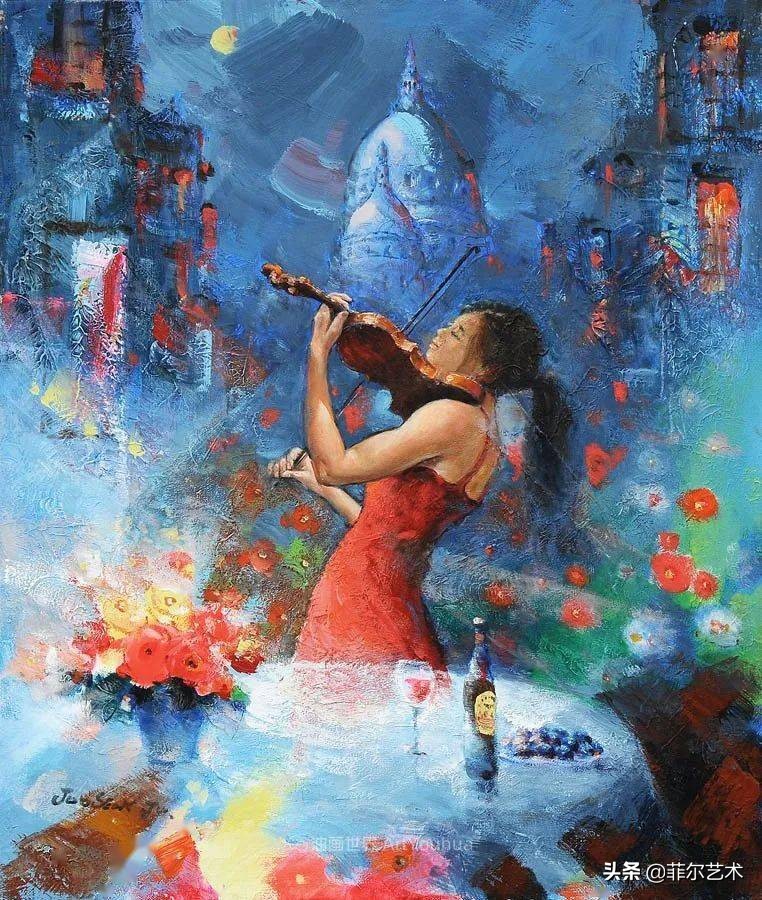 韩国画家朱世柱的作品非常出色,温暖、音乐和神秘