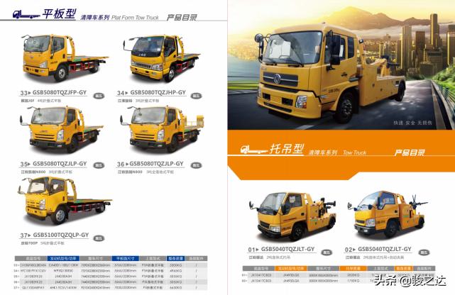 多种型号一拖二平板清障车价目表,小型清障车拖车什么品牌好