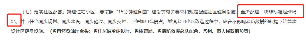 每个小区建足球场,国家要求小区建足球场