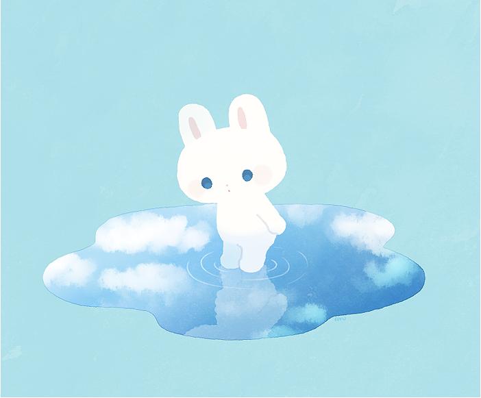 类似于粉兔兔的插画,兔耳少女插画日本