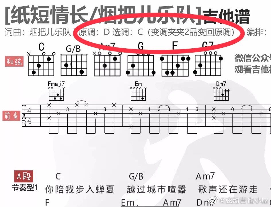 怎么看吉他谱歌词的顺序,怎么看吉他谱要不要变调夹