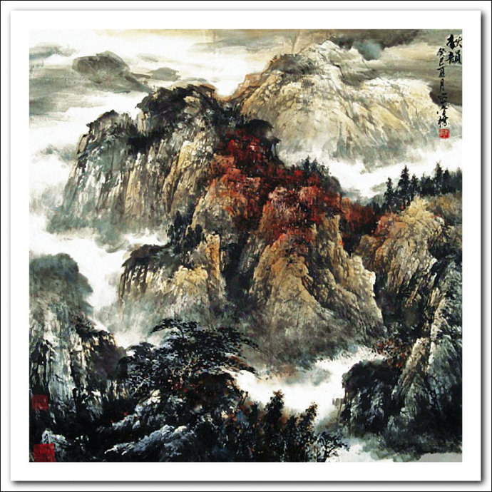 溪山国画山水画,郭金标山水画大全