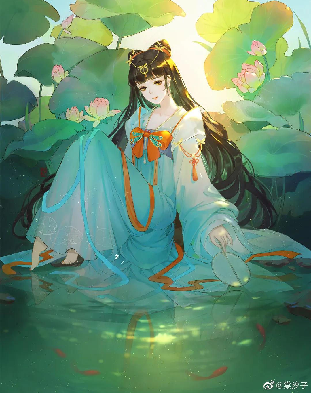 古风水墨花草插画图,古风风景插画全屏壁纸