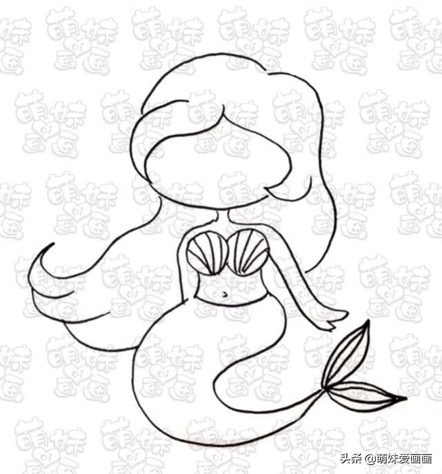 童话世界美人鱼简笔画,十二星座古风美人鱼公主简笔画