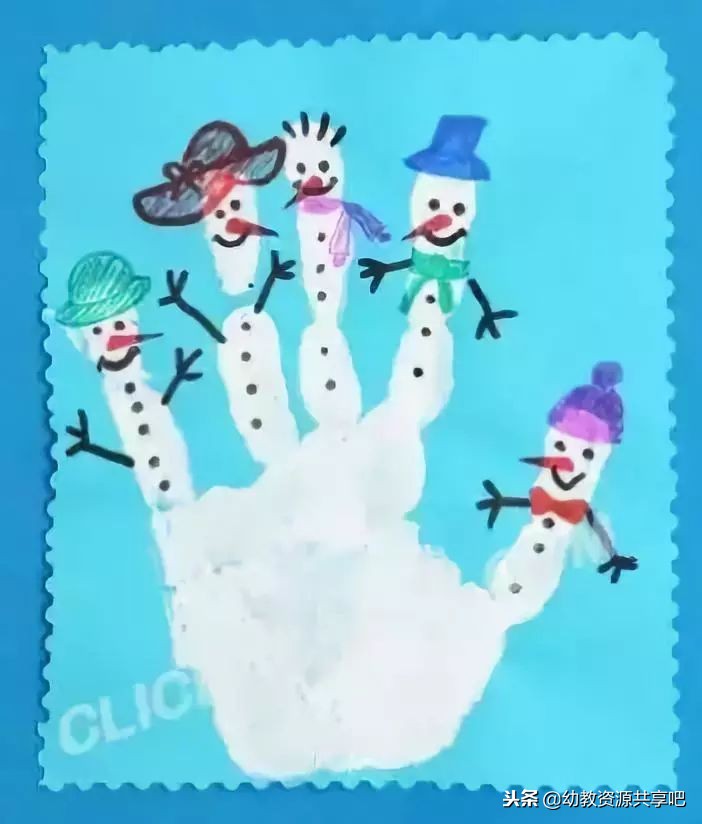 幼儿园冬季手工绘画漂亮,冬天手工画幼儿园简单