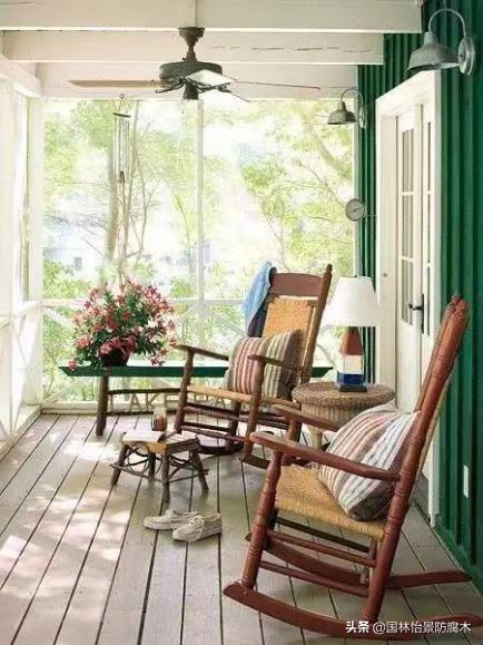 防腐木材阳台,原木防腐木阳台