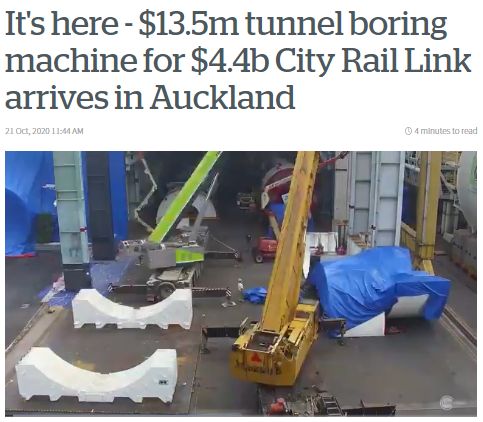 赞！中国“吃土”家伙运抵奥克兰，将加快推进新西兰城铁工程进展