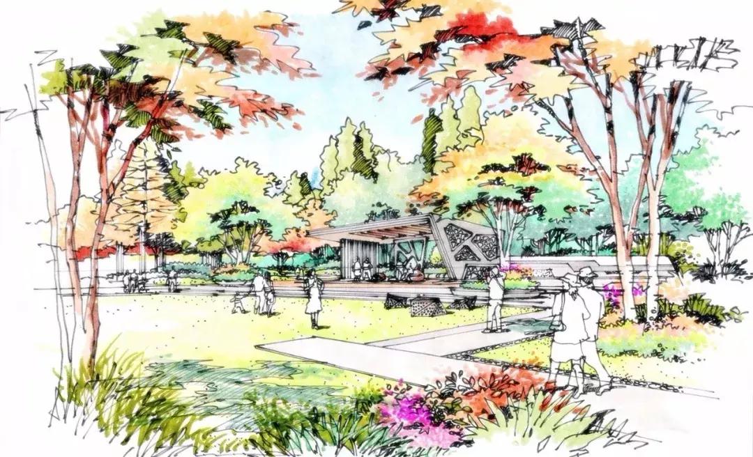 手绘效果图设计详解,干货五幅景观手绘效果图步骤图解