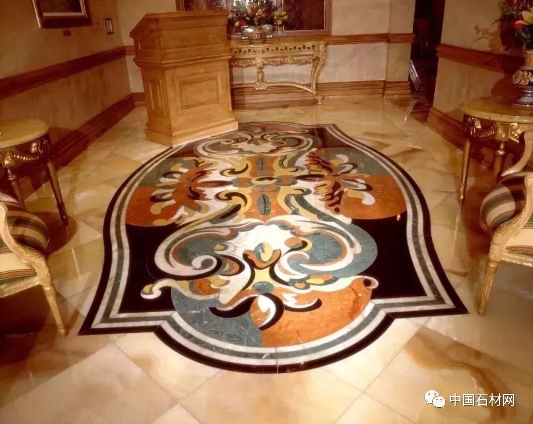 石材水刀加工方法,地面玄关石材水刀拼花效果图