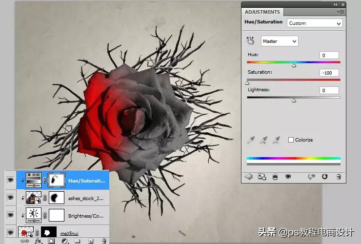 ps怎么把玫瑰变成金黄色,ps蝴蝶和鲜花合成