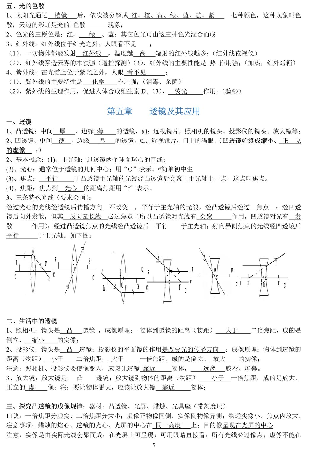 物理必考中考知识点,八年级物理知识点归纳可打印