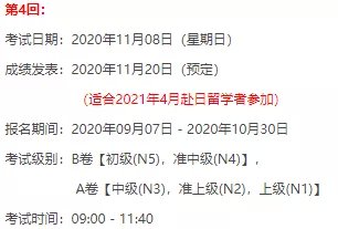 2025日语考试时间,2020年日语考试时间表