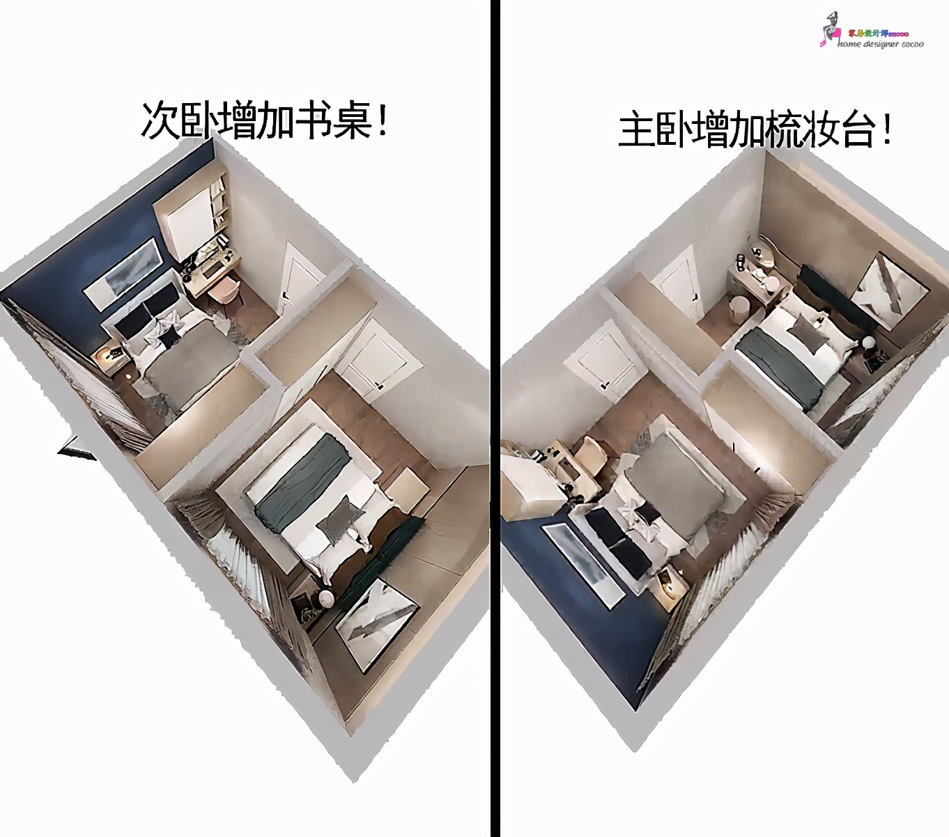 卧室布置一床一衣柜,小平米主卧室多收纳设计方案