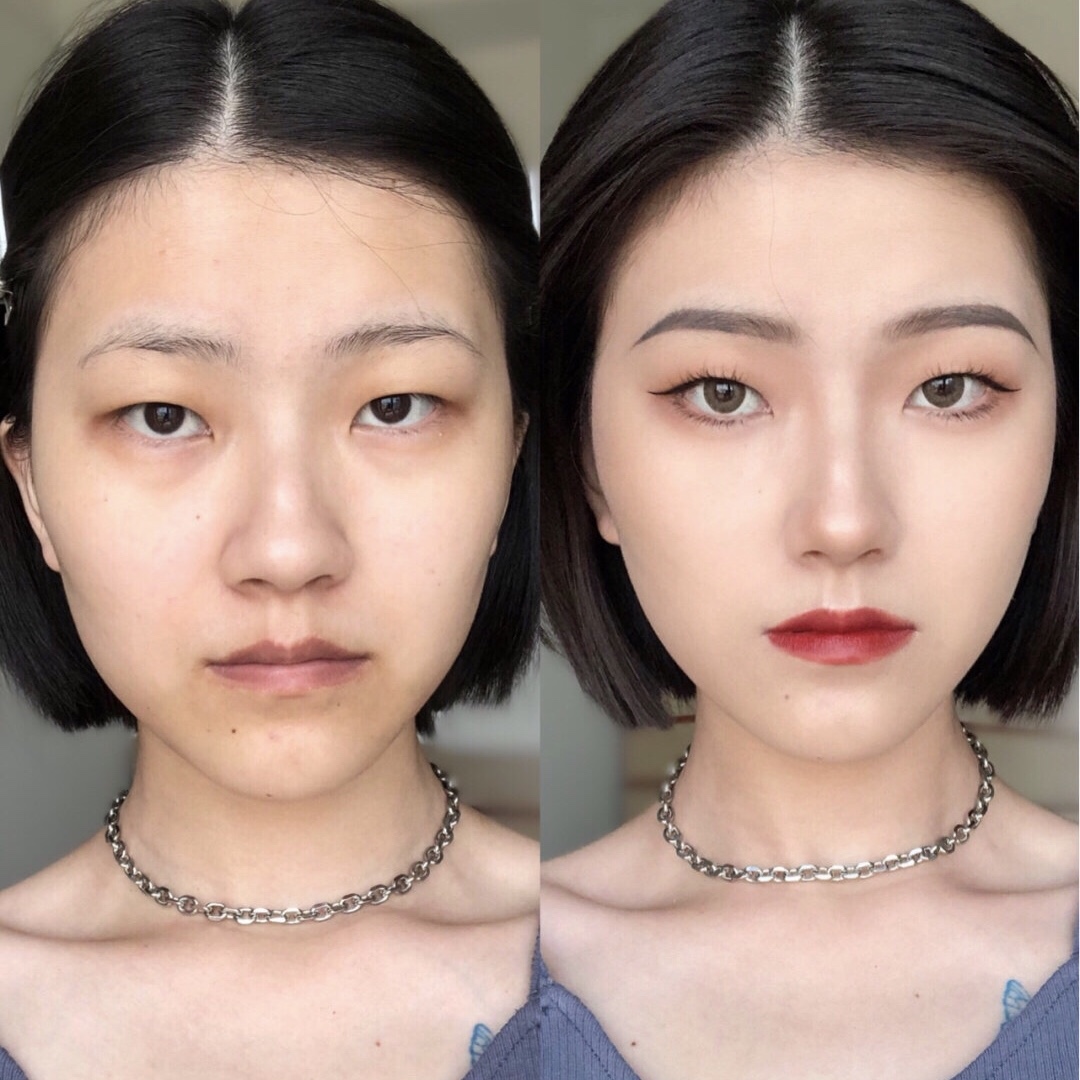 日常妆阴影高光画法,先画眼妆再上底换头技术