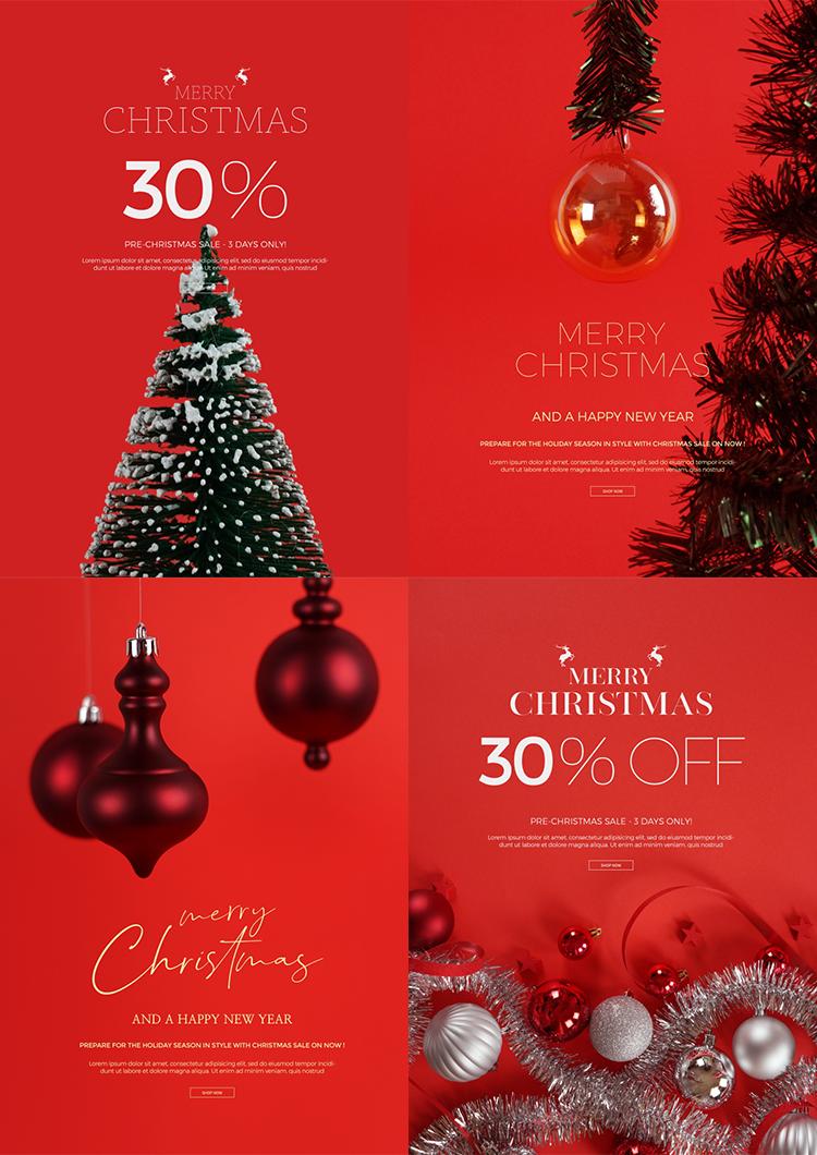 圣诞节主题海报制作图片,圣诞节海报素材和教程视频