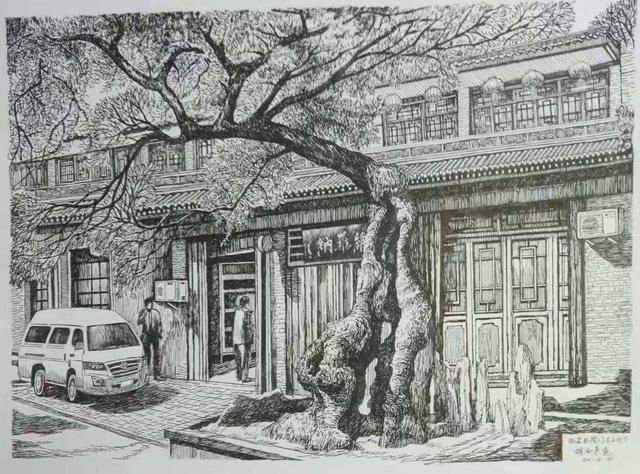 西安书院门手绘明信片,西安手绘古城