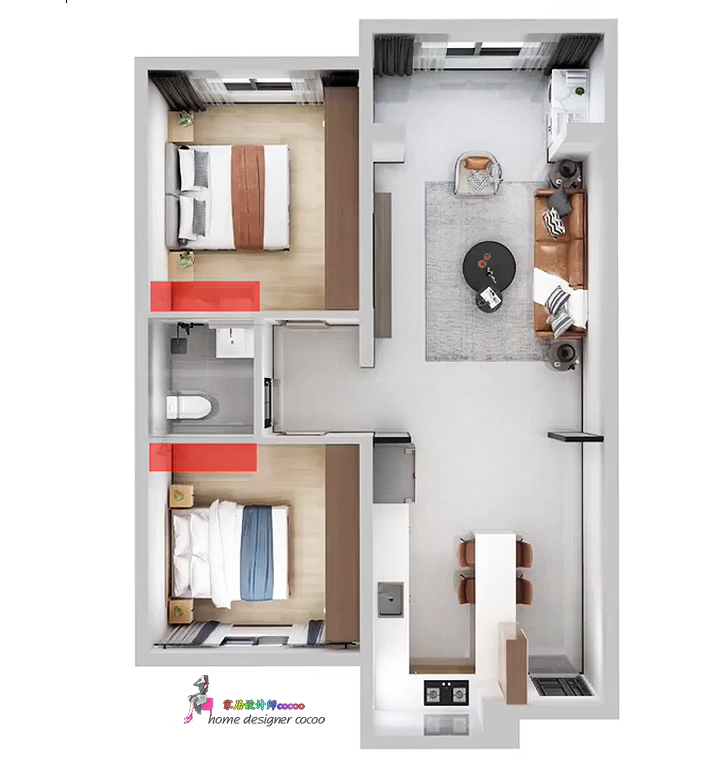 卧室布置一床一衣柜,小平米主卧室多收纳设计方案