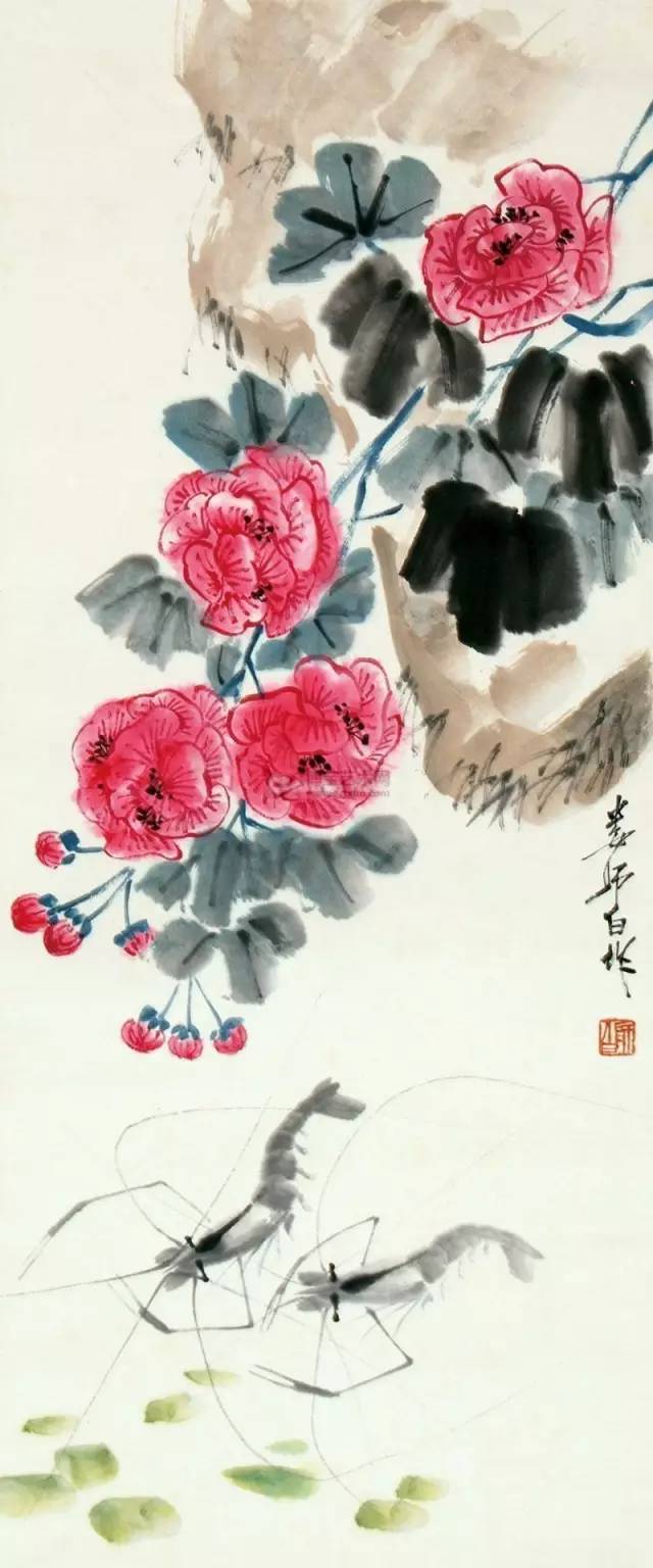 齐白石画虾换真虾,齐白石画虾的6只虾