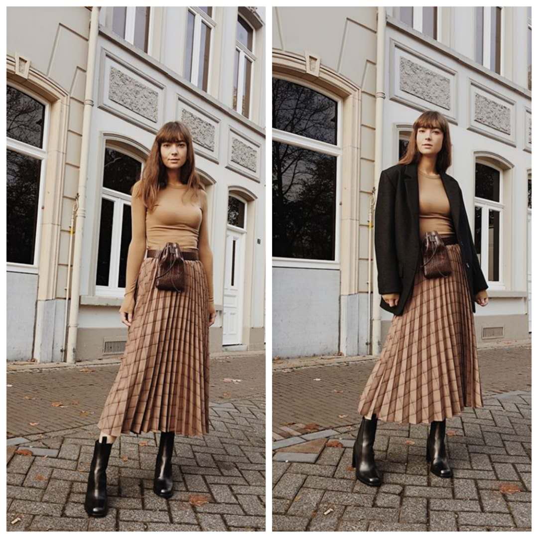 小肚子大适合穿百褶裙还是一步裙,百褶裙显小腹