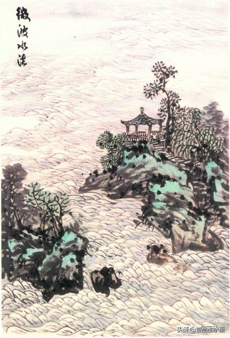 远山近水山水画,山水画的水怎么画