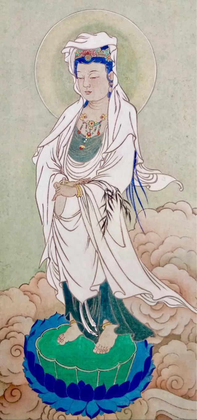 观音菩萨三十二像工笔画,观世音菩萨画像工笔画